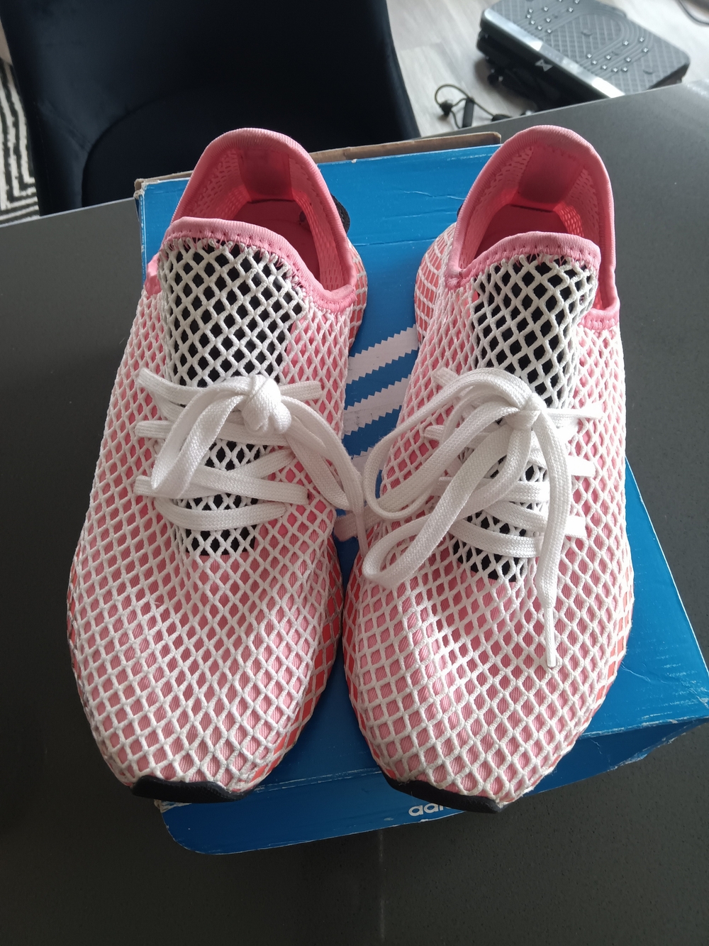 adidas  Pink White Mesh Lace-Up Sneakers
